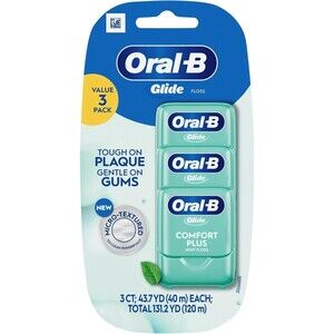 3-Pack Oral-B Adult Glide Comfort Plus Dental Floss Extra Soft Value White